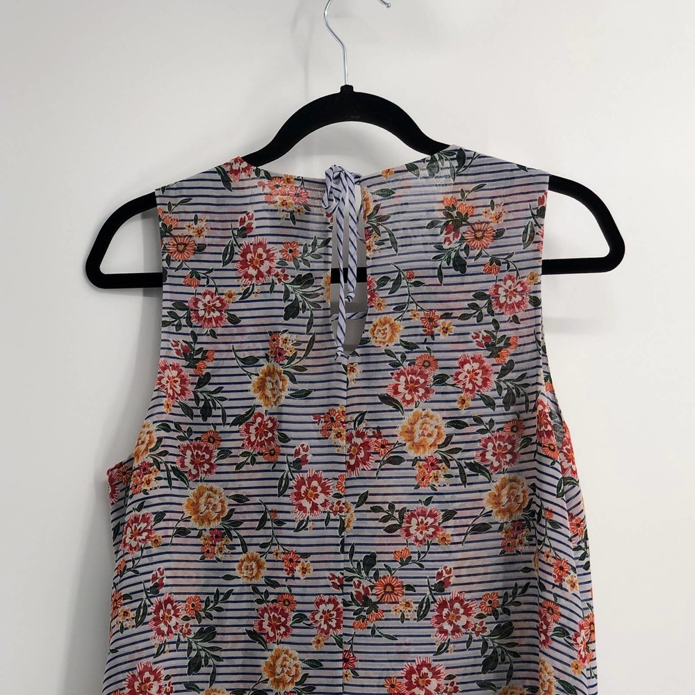 Cabi Blouse Floral Striped Sleeveless A-Line Scoop Neck Multicolored Medium - Picture 6 of 11